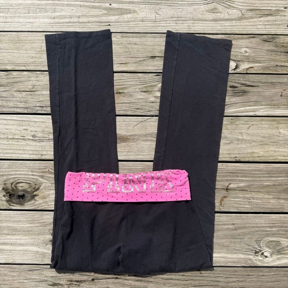 Victoria’s Secret PINK Black Foldover Yoga Pants Size Small